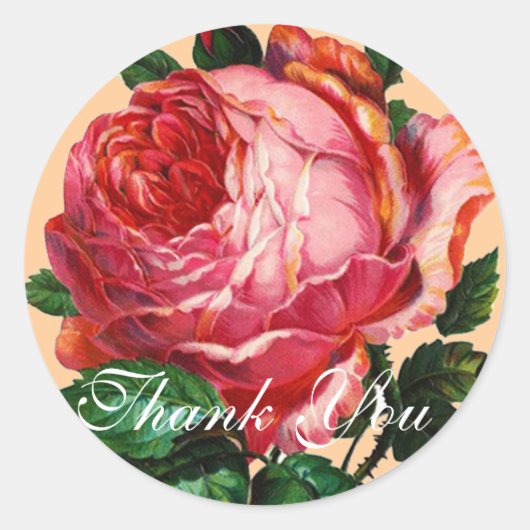 BEAUTIFUME PINK ROSE Dank u Ronde Sticker (Voorkant)