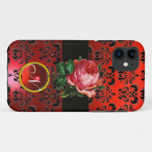 BEAUTIFUME PINK ROSE RED BLACK DAMASK RUBY MONOGRA Case-Mate iPhone CASE (Achterkant (horizontaal))
