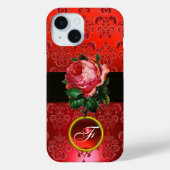 BEAUTIFUME PINK ROSE RED BLACK DAMASK RUBY MONOGRA Case-Mate iPhone CASE (Achterkant)
