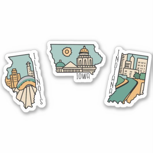 BEAUTIFUME USA STATEN LANDSCAPE BRIEFKAART SET STICKER (Voorkant)