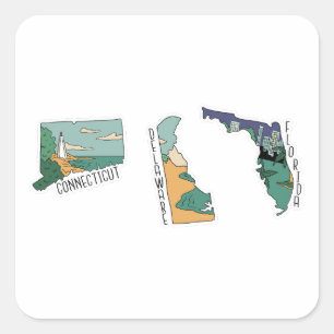 BEAUTIFUME USA STATEN LANDSCAPE BRIEFKAART SET VIERKANTE STICKER