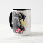 BEAUTIFUTE WATERVERF GRAY CANE CORSO DOG FACE MOK (Voorkant links)