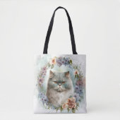 BEAUTIFUTE WATERVERF GRAY PERSIAN CAT-STROMEN TOTE BAG (Voorkant)