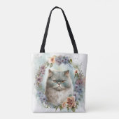 BEAUTIFUTE WATERVERF GRAY PERSIAN CAT-STROMEN TOTE BAG (Achterkant)