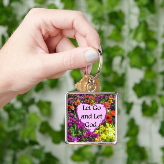 BEAUTIFUTIEF FLORAL LAAT GAAN EN GOD FOTO LATEN MA SLEUTELHANGER (Hand)