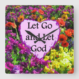 BEAUTIFUTIEF FLORAL LAAT GAAN EN GOD FOTO LATEN MA VIERKANTE KLOK