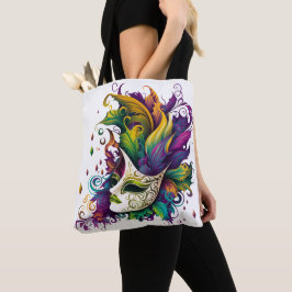 BEAUTIFUTIEF KORT GECOLOREERDE MARDI GRAS MASK TOTE BAG