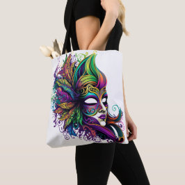 BEAUTIFUTIEF KORT GECOLOREERDE MARDI GRAS MASK TOTE BAG