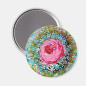 BEAUTIFUTIEF PINKROSE- EN BLAUWE-MONogram Magneet (Voorkant / Achterkant)