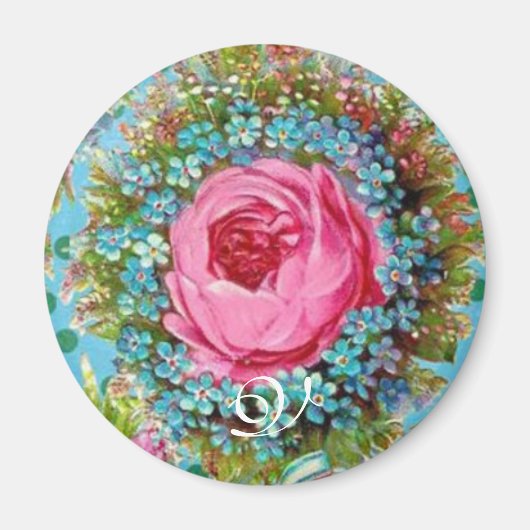 BEAUTIFUTIEF PINKROSE- EN BLAUWE-MONogram Magneet (Voorkant)