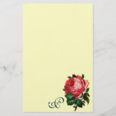 BEAUTIUL PINK ROSE MONOGRAM, crème Briefpapier (Voorkant)
