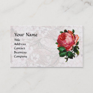 BEAUTIUL PINK ROSE, MONOGRAM White Visitekaartje
