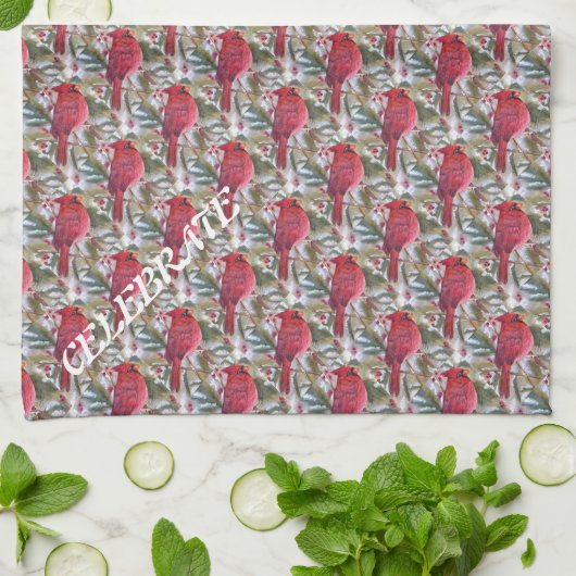 BEAUTIUL RED BIRD KITCHEN TOWEL THEEDOEK (Gevouwen)