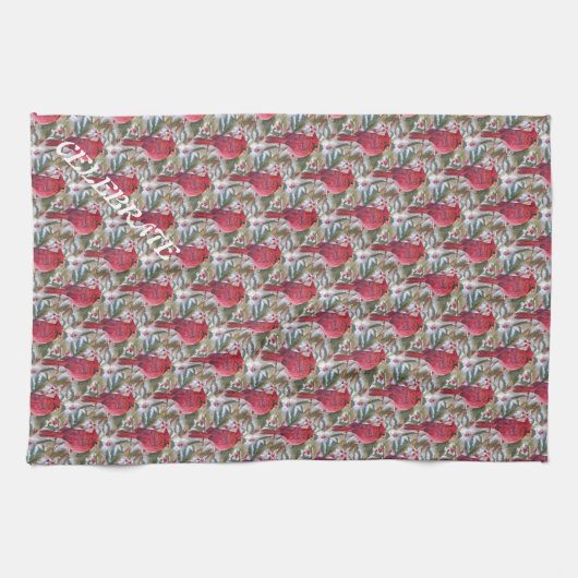 BEAUTIUL RED BIRD KITCHEN TOWEL THEEDOEK (Horizontaal)