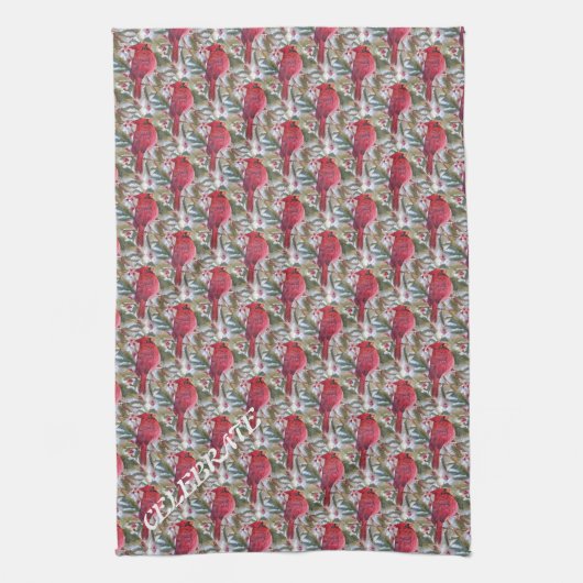 BEAUTIUL RED BIRD KITCHEN TOWEL THEEDOEK (Verticaal)