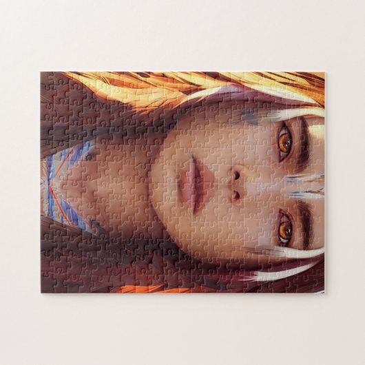 BEAUTIUL YOUNG INDIAN NATIVE GIRL JIGSAW PUZZZLE LEGPUZZEL (Horizontaal)