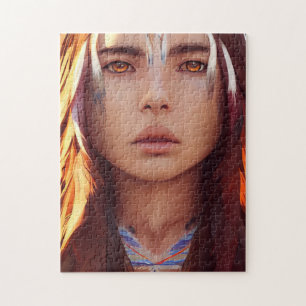 BEAUTIUL YOUNG INDIAN NATIVE GIRL JIGSAW PUZZZLE LEGPUZZEL