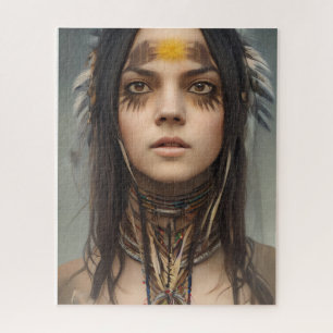 BEAUTIUL YOUNG INDIAN NATIVE GIRL JIGSAW PUZZZLE LEGPUZZEL