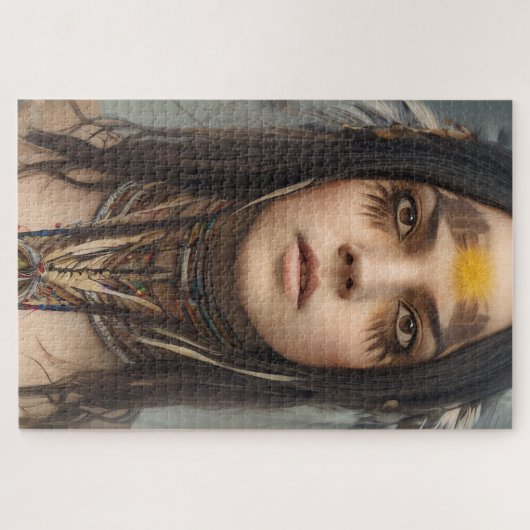 BEAUTIUL YOUNG INDIAN NATIVE GIRL JIGSAW PUZZZLE LEGPUZZEL (Horizontaal)