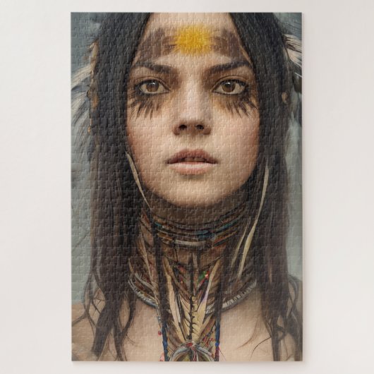 BEAUTIUL YOUNG INDIAN NATIVE GIRL JIGSAW PUZZZLE LEGPUZZEL (Verticaal)