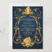 Beauty and the Beast Gold Roos Sweet 16 Kaart (Voorkant)