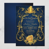 Beauty and the Beast Gold Roos Sweet 16 Kaart (Voorkant / Achterkant)