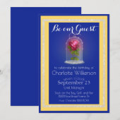 Beauty and the Beast Magic Roos op blauw en geel Kaart (Voorkant / Achterkant)