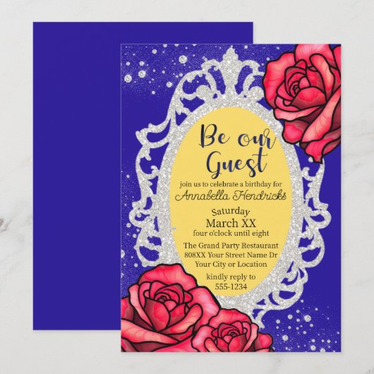 Beauty and the Beast Mirror & Rozen Sprookje Kaart (Voorkant / Achterkant)