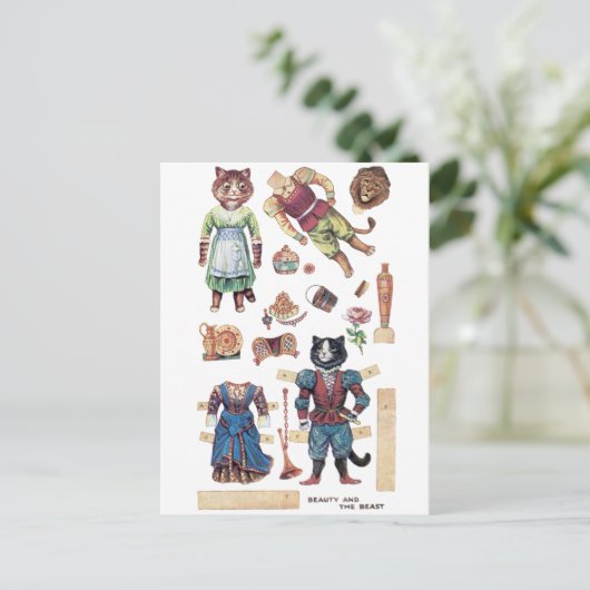 Beauty and the Beast, Paper Doll, Louis Wain Briefkaart (Staand voorkant)