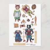 Beauty and the Beast, Paper Doll, Louis Wain Briefkaart (Voorkant)