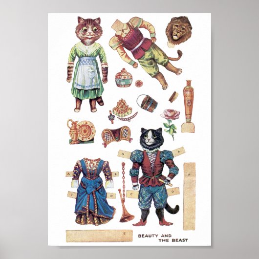 Beauty and the Beast, Paper Doll, Louis Wain Poster (Voorkant)