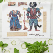 Beauty and the Beast, Paper Doll, Louis Wain Theedoek (Gevouwen)
