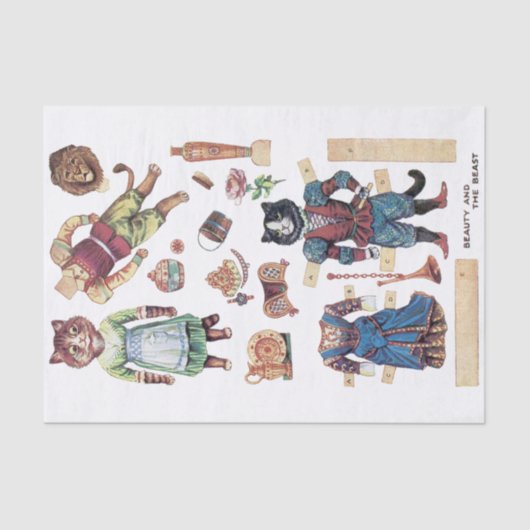Beauty and the Beast, Paper Doll, Louis Wain Tissuepapier (Voorkant)