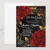 Beauty and the Beast Red Rose Sweet 16 Invitation Kaart (Voorkant / Achterkant)