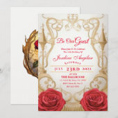 Beauty and the Beast Roos Castle Sweet 16 Kaart (Voorkant / Achterkant)