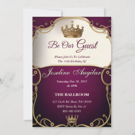 Beauty and the Beast Royalty Sweet 16 Invitation Kaart