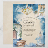 Beauty and the Beast Waterverf Sprookje Invitat Kaart (Voorkant / Achterkant)