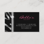 Beauty Animal Zebra roze Lips Silver Diamonds 2 Visitekaartje (Achterkant)