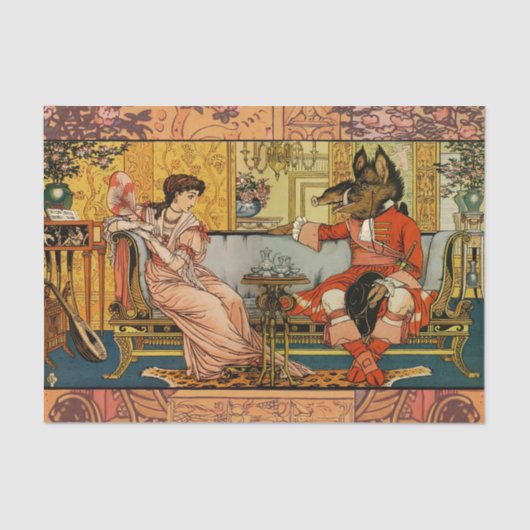 Beauty Beast Classic Art Illustratie Tissuepapier (Voorkant)