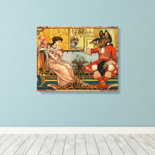 Beauty Beast Classic Sprookjesfiguren Canvas Afdruk (Insitu (Houten vloer))