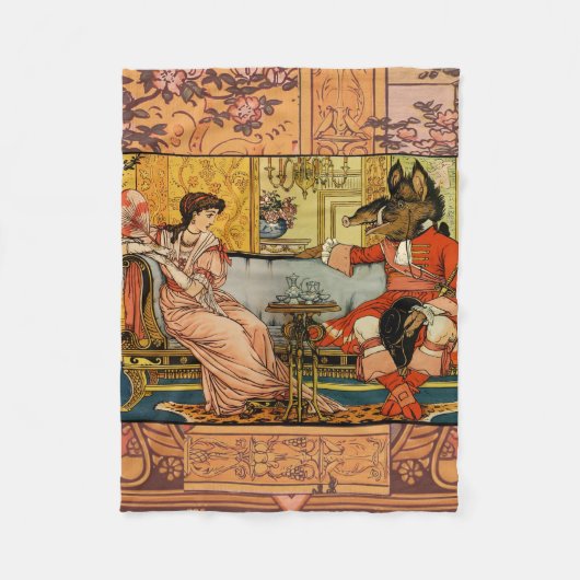 Beauty Beast Classic Sprookjesfiguren Fleece Deken (Voorkant)