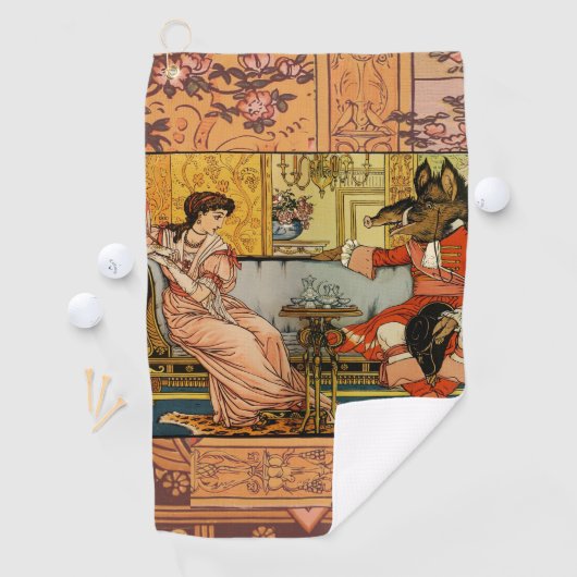 Beauty Beast Classic Sprookjesfiguren Golfhanddoek (Insitu)