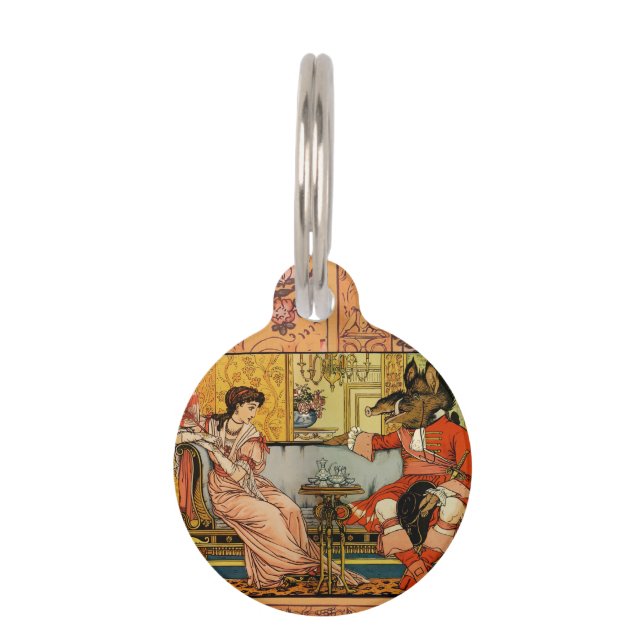 Beauty Beast Classic Sprookjesfiguren Huisdierpenning (Voorkant)