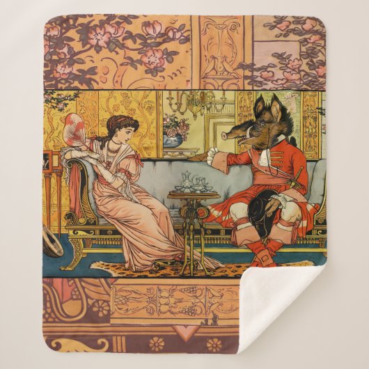 Beauty Beast Classic Sprookjesfiguren Sherpa Deken (Voorkant)