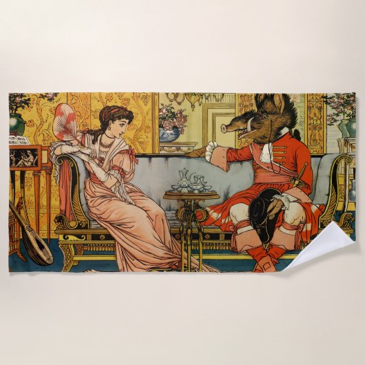 Beauty Beast Classic Sprookjesfiguren Strandlaken (Voorkant)