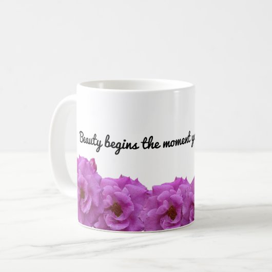 Beauty Begins – Inspirerend Bloemen Mok (Voorkant links)