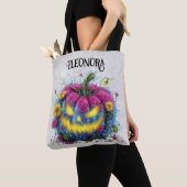 Beauty Bites Back Spooky Pink Pumpkin Halloween Tote Bag (Dichtbij)