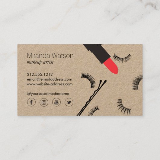 Beauty Biz Wimpers Lippen Mascara Make-up Artist I Visitekaartje (Achterkant)
