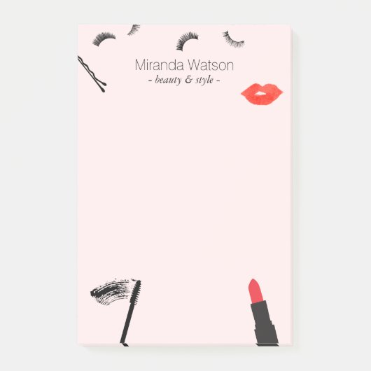 Beauty Biz Wimpers Lippen Mascara Make-up Roze Post-it® Notes (Voorkant)