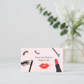 Beauty Biz Wimpers Lippen Mascara Make-up Roze Visitekaartje (Staand voorkant)